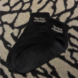 New York or Nowhere Black Embroidered Ankle Socks